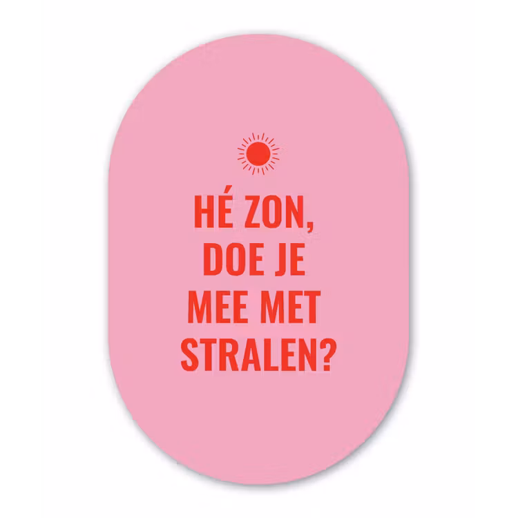Roze - Zon - Quote Wandcirkel Ovaal Glas middel -3d