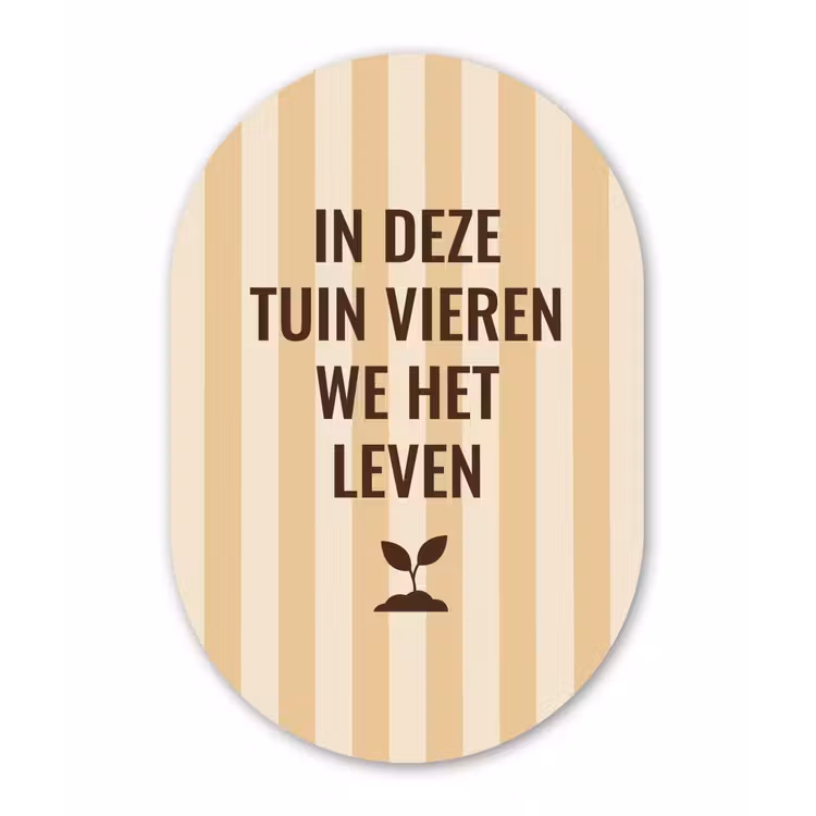 Tuin - Quote - Strepen - Zomer Wandcirkel Ovaal Glas middel -3d
