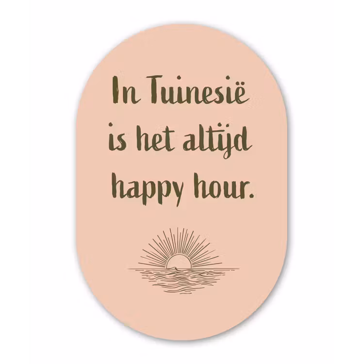 Tuin - Roze - Quote - Zon Wandcirkel Ovaal Glas middel -3d