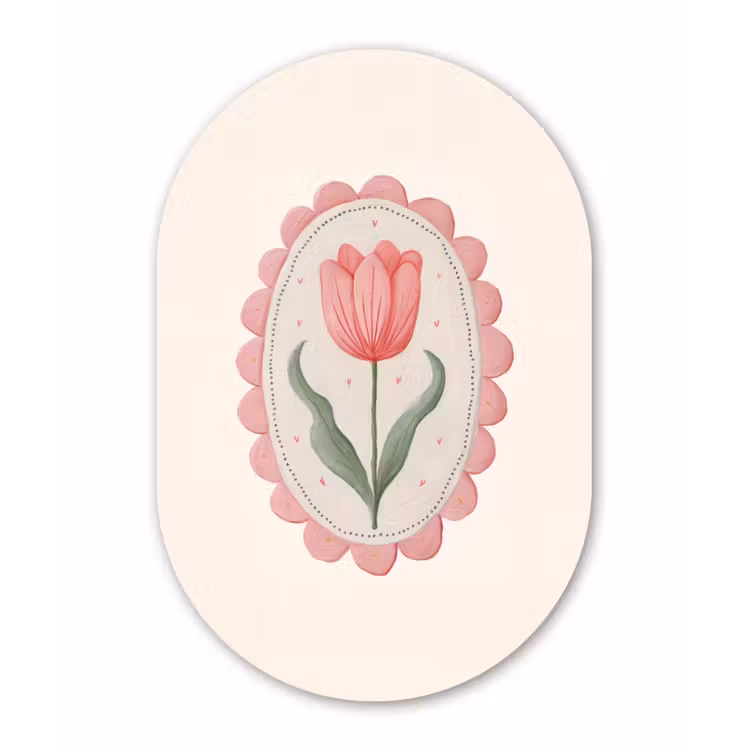 Tulp - Lijst - Ovaal - Illustratie Wandcirkel Ovaal Glas middel -3d