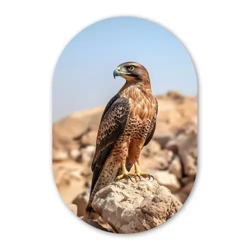 Valk - Vogel - Rots - Macht Wandcirkel Ovaal Glas middel -3d