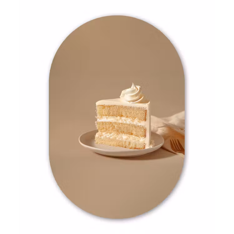 Vanilletaart - Cake - Romig Wandcirkel Ovaal Glas middel -3d