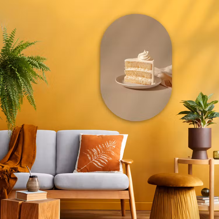 Vanilletaart - Cake - Romig Wandcirkel Ovaal Glas middel -sfeer4