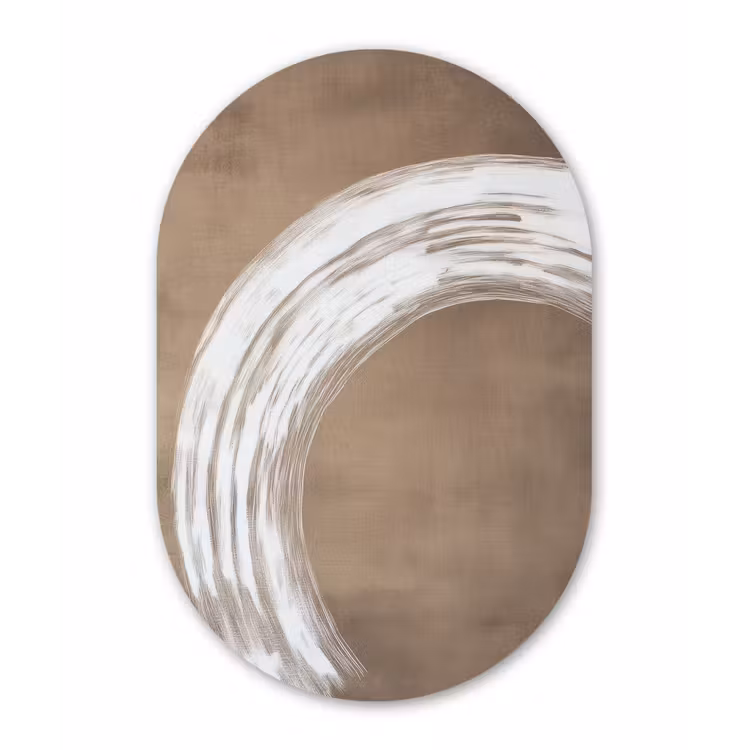 Verf - Bruin - Japandi Wandcirkel Ovaal Glas middel -3d