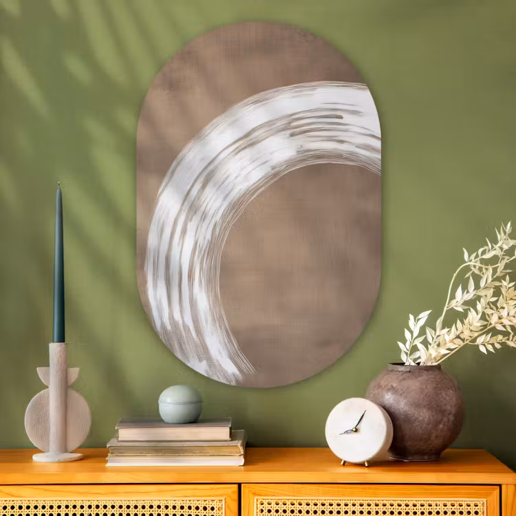 Verf - Bruin - Japandi Wandcirkel Ovaal Glas middel -sfeer2