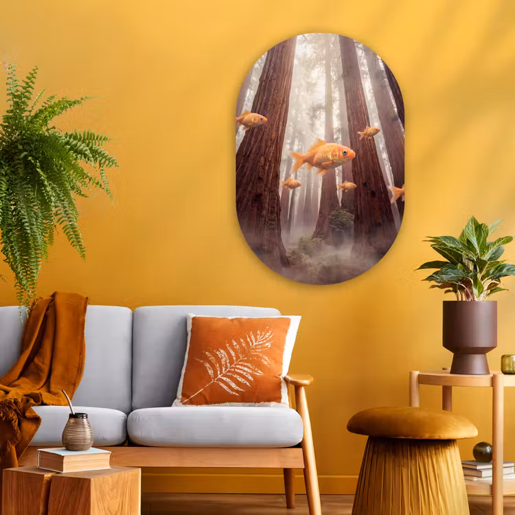 Muurovaal glas - Vis - Bos - Fantasie - Vis - Bos - Fantasie Wandcirkel Ovaal Glas middel