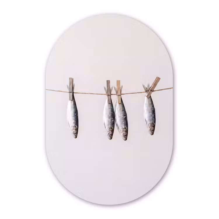 Muurovaal glas - Vis - Hangend - Eten - Vis - Hangend - Eten Wandcirkel Ovaal Glas middel