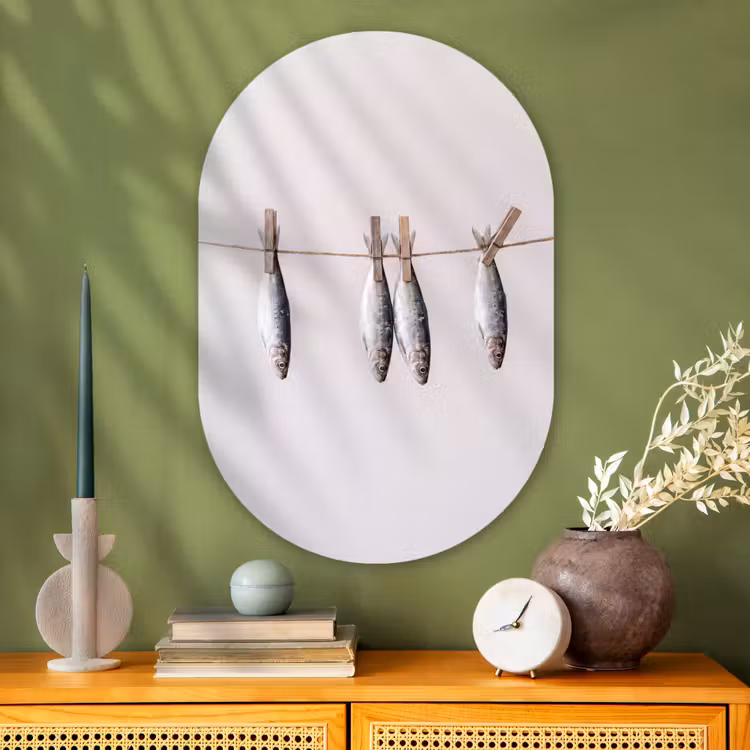 Muurovaal glas - Vis - Hangend - Eten - Vis - Hangend - Eten Wandcirkel Ovaal Glas middel