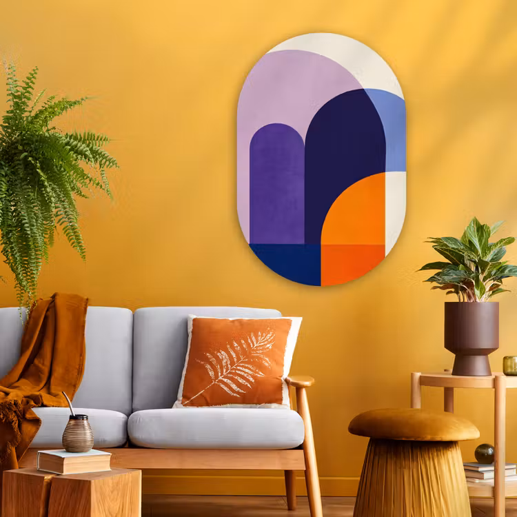 Vormen - Abstract - Grafisch - Oranje Wandcirkel Ovaal Glas middel -sfeer4