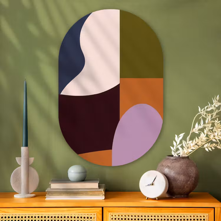 Vormen - Abstract - Kleuren - Vierkant Wandcirkel Ovaal Glas middel -sfeer2