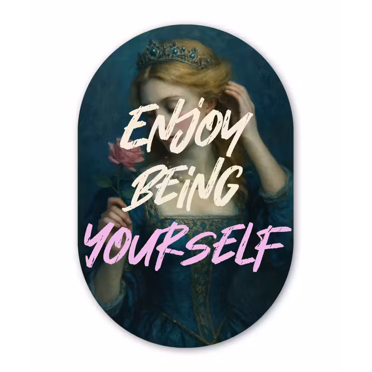 Vrouw - Roos - Quote Wandcirkel Ovaal Glas middel -3d