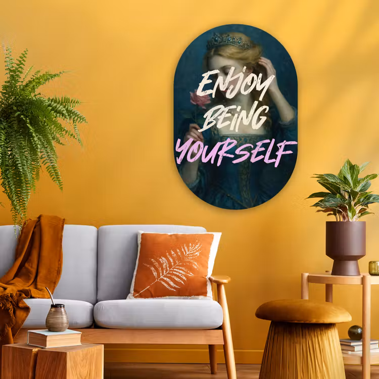 Vrouw - Roos - Quote Wandcirkel Ovaal Glas middel -sfeer4