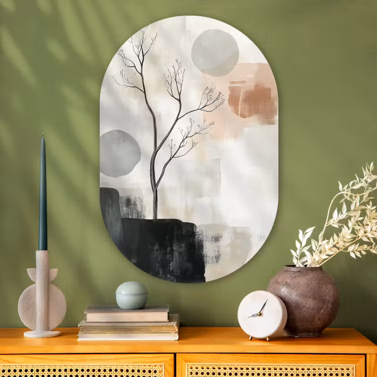 Wabi sabi - Beige - Plant Wandcirkel Ovaal Glas middel -sfeer2