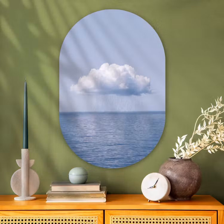 Muurovaal glas - Wolk - Regen - Natuur - Wolk - Regen - Natuur Wandcirkel Ovaal Glas middel