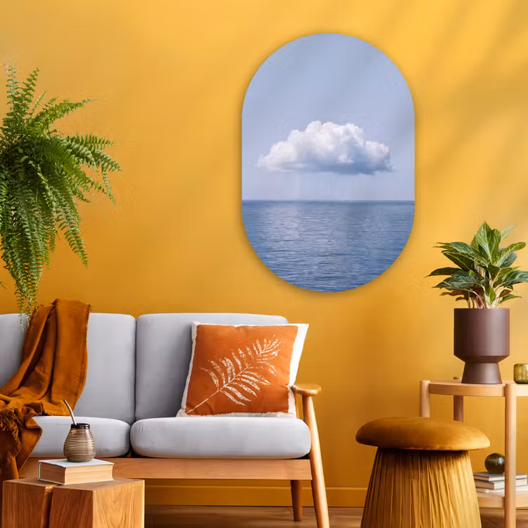 Muurovaal glas - Wolk - Regen - Natuur - Wolk - Regen - Natuur Wandcirkel Ovaal Glas middel