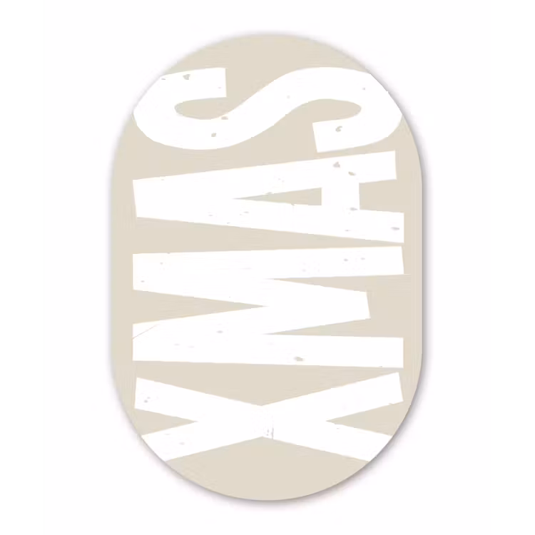 Xmas - Kerst - Japandi - Kerstversiering Wandcirkel Ovaal Glas middel -3d