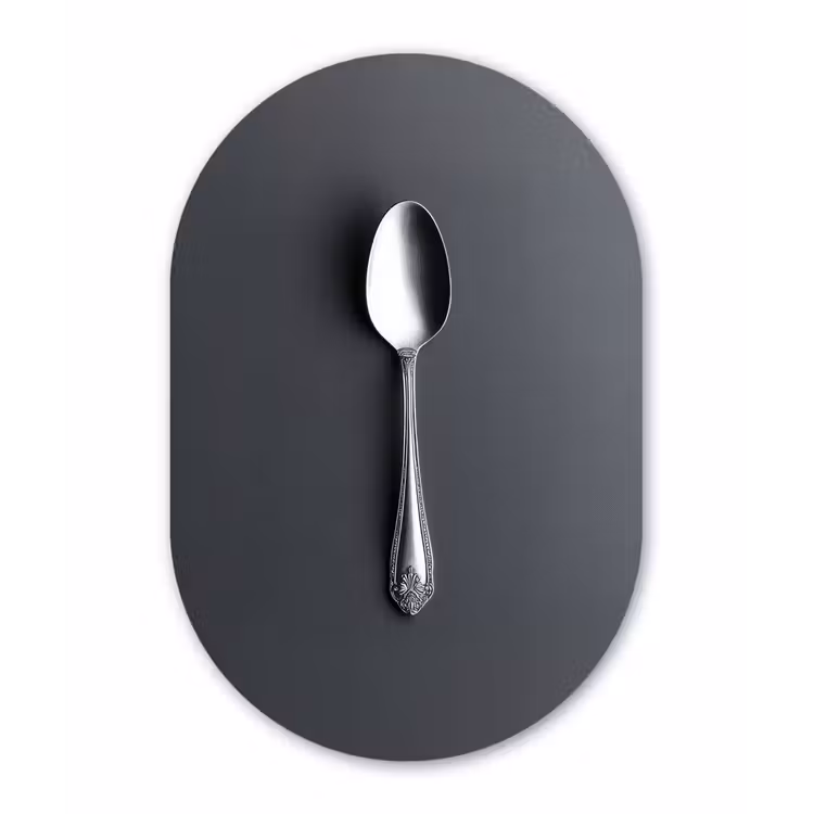 Zilver - Metaal - Lepel Wandcirkel Ovaal Glas middel -3d