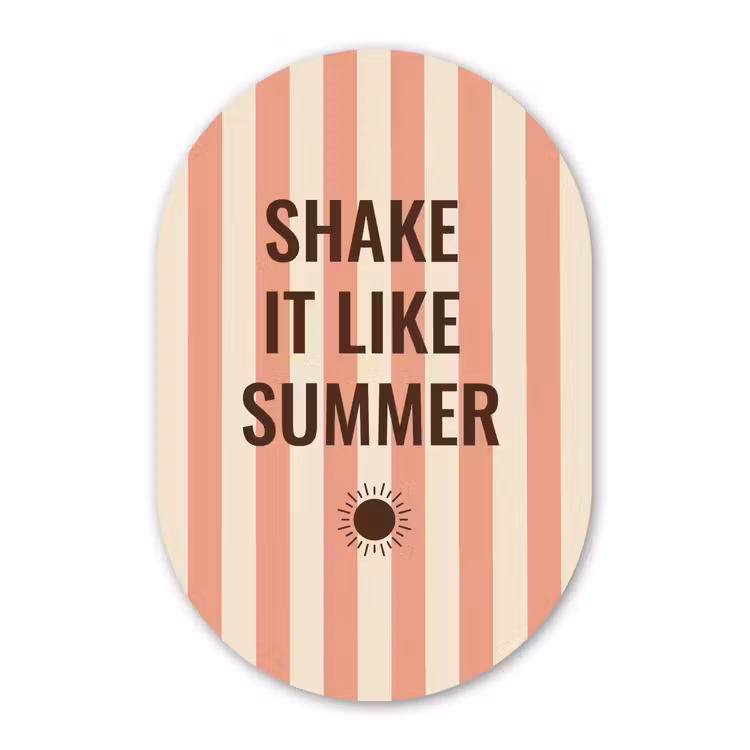 Zomer - Quote - Strepen Wandcirkel Ovaal Glas middel -3d