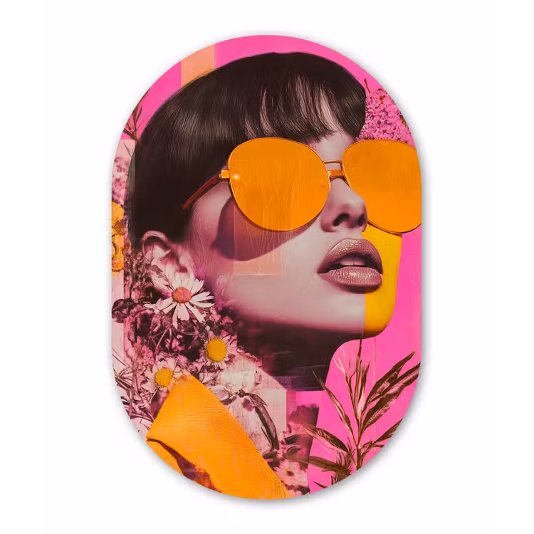 Zonnebril - Oranje - Vrouw - Planten Wandcirkel Ovaal Glas middel -3d