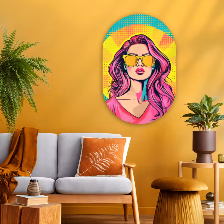 Zonnebril - Vrouw - Zonnig - Geel Wandcirkel Ovaal Glas middel -sfeer4
