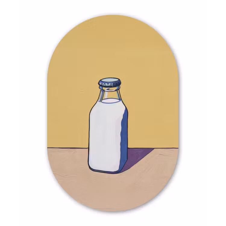 Glazen - Fles - Illustratie - Melk Wandcirkel Ovaal Forex klein -3d