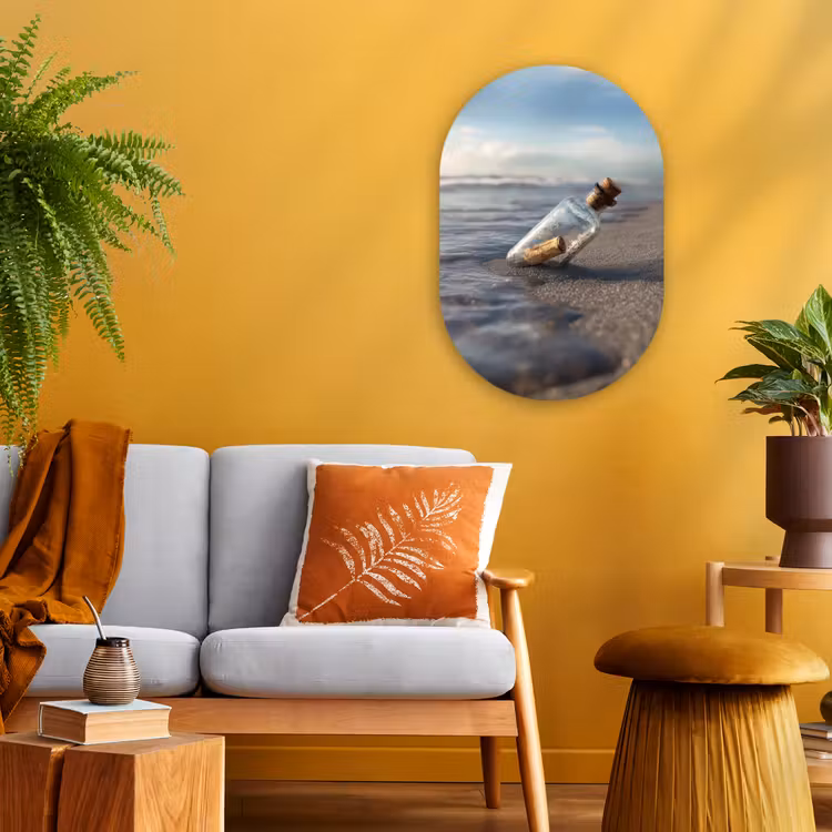 Glazenfles - Post - Zee - Zand Wandcirkel Ovaal Forex klein -sfeer4