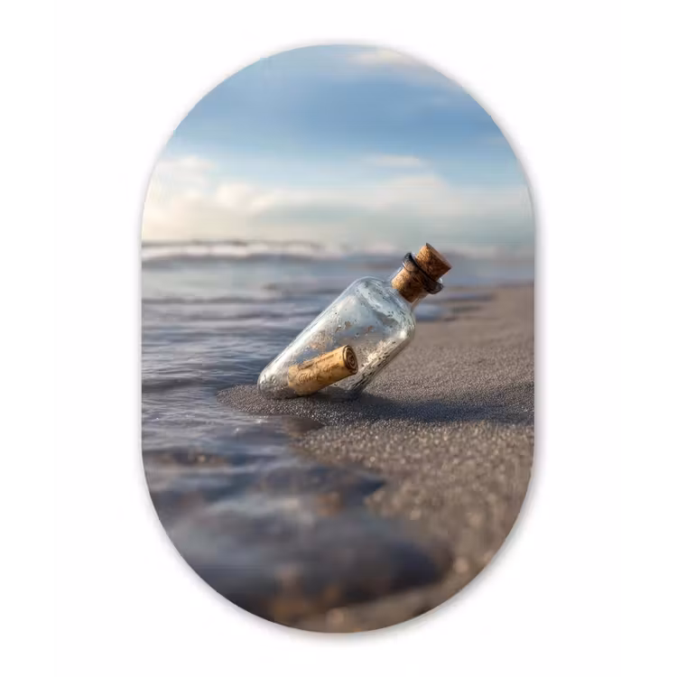 Glazenfles - Post - Zee - Zand Wandcirkel Ovaal Forex klein -3d