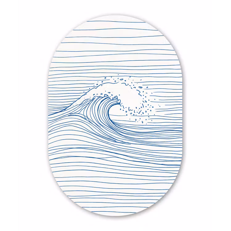 Golf - Brekende - Natuur - Minimalistisch - Blauw Wandcirkel Ovaal Forex klein -3d