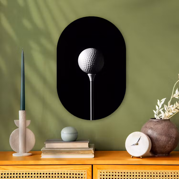 Golfbal - Minimalistisch - Wit Wandcirkel Ovaal Forex klein -sfeer2