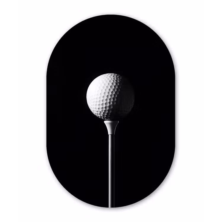 Golfbal - Minimalistisch - Wit Wandcirkel Ovaal Forex klein -3d