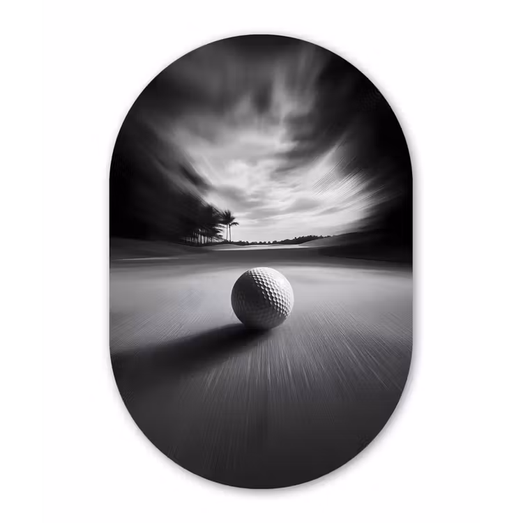 Golfbal - Wazig - Zwart Wandcirkel Ovaal Forex klein -3d