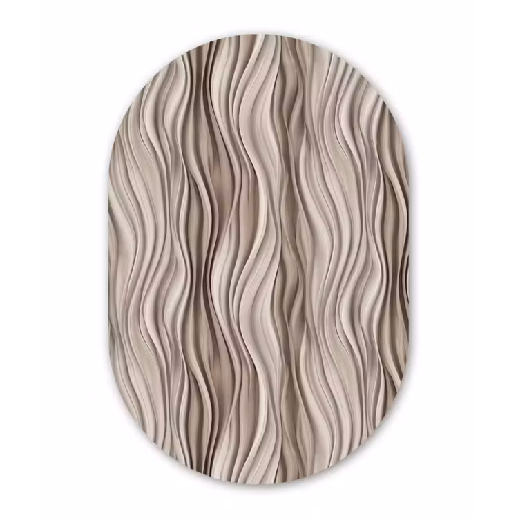Golven - 3D - Crème Wandcirkel Ovaal Forex klein 630 -3d
