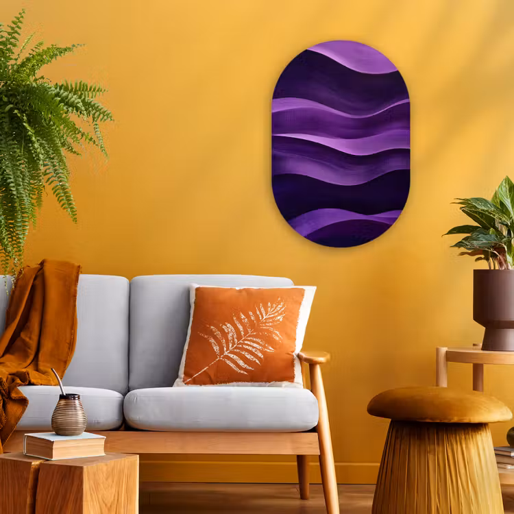 Golven - Abstract - Paars Wandcirkel Ovaal Forex klein -sfeer4