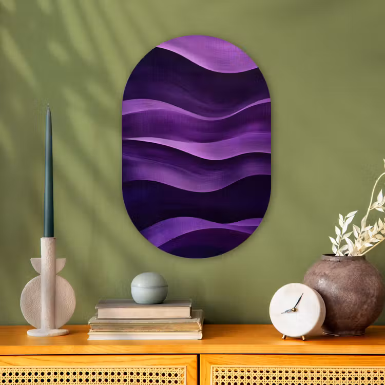 Golven - Abstract - Paars Wandcirkel Ovaal Forex klein -sfeer2