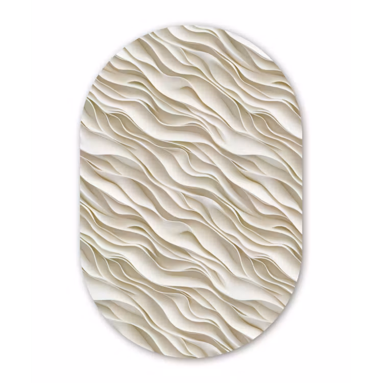 Golven - Wit - Minimalistisch Wandcirkel Ovaal Forex klein 630 -3d