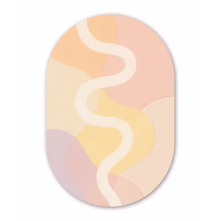 Golvende vormen - Abstract - pastel Wandcirkel Ovaal Forex klein -3d