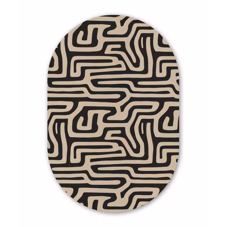Grafisch - Lijnen - Zwart Wandcirkel Ovaal Forex klein 630 -3d