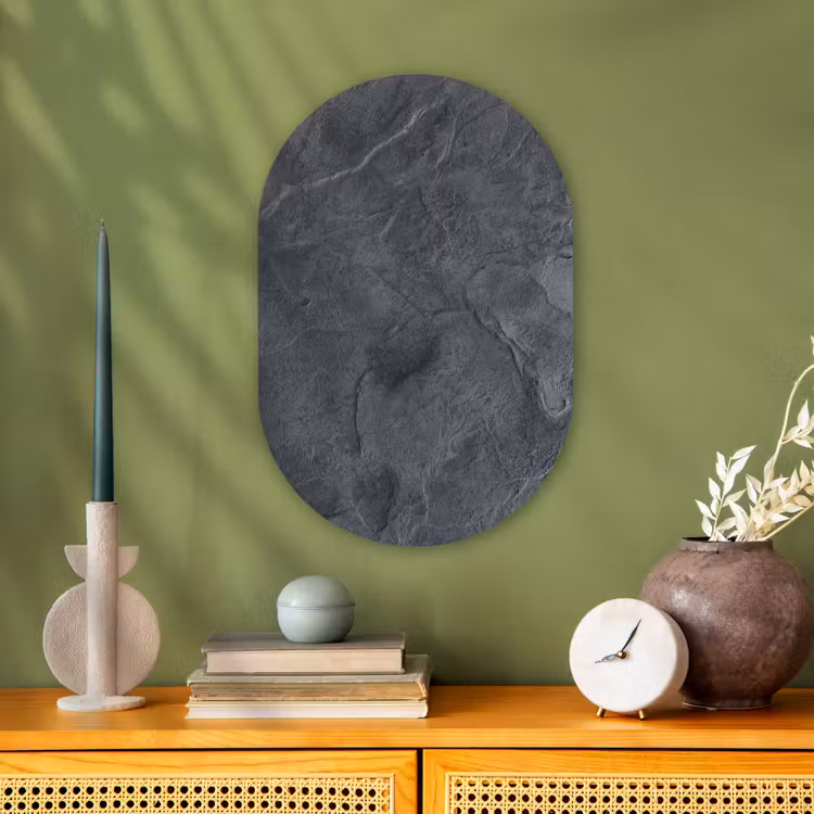 Grijs - Beton - Leisteen - Structuur Wandcirkel Ovaal Forex klein -sfeer2