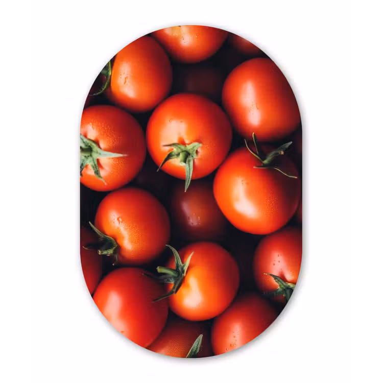 Groente - Rood - Tomaten Wandcirkel Ovaal Forex klein -3d