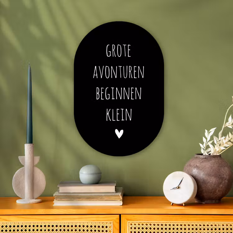 Grote avonturen beginnen klein - Quotes - Spreuken Wandcirkel Ovaal Forex klein -sfeer2