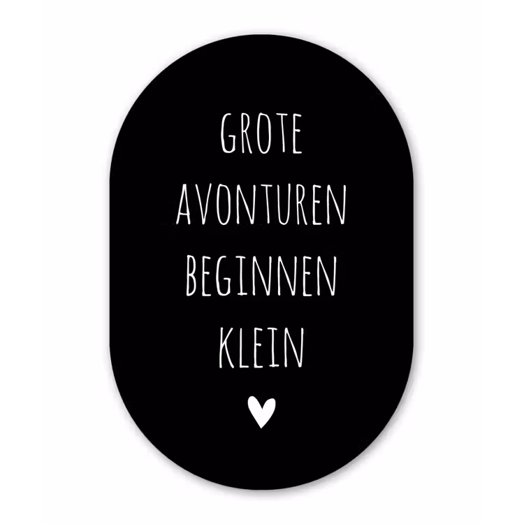 Grote avonturen beginnen klein - Quotes - Spreuken Wandcirkel Ovaal Forex klein -3d