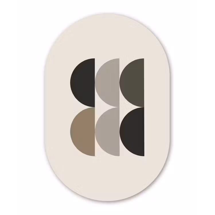 Halve cirkels - Aardetinten - Grafisch Wandcirkel Ovaal Forex klein -3d