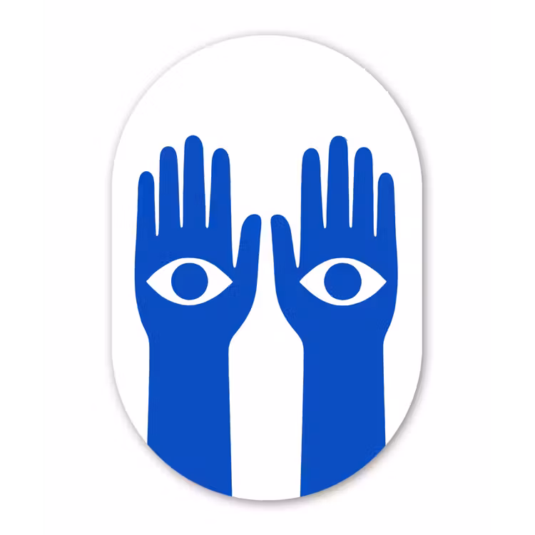 Handen - Twee - Ogen - Blauw Wandcirkel Ovaal Forex klein -3d