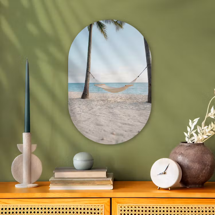 Hangmat - Strand - Wit Wandcirkel Ovaal Forex klein -sfeer2
