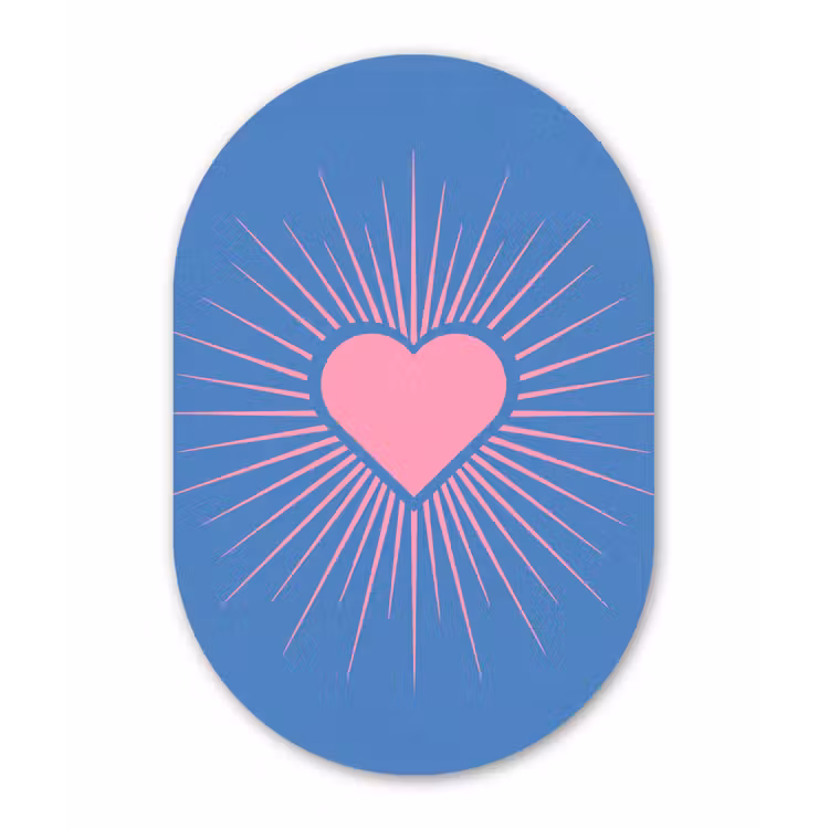 Hart - Stralen - Liefde - Modern - Roze Wandcirkel Ovaal Forex klein -3d