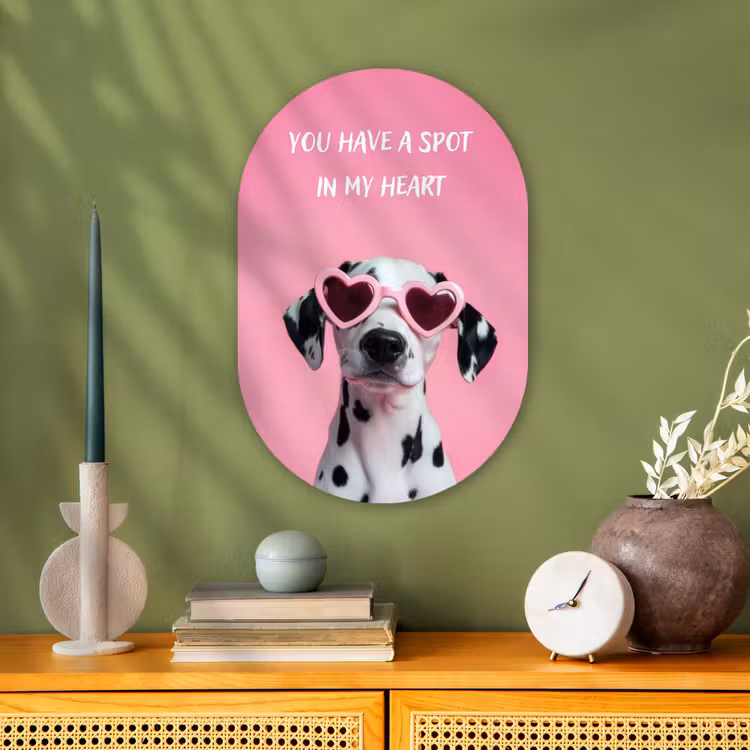 Hartjes - Hond - Valentijn - Roze Wandcirkel Ovaal Forex klein -sfeer2