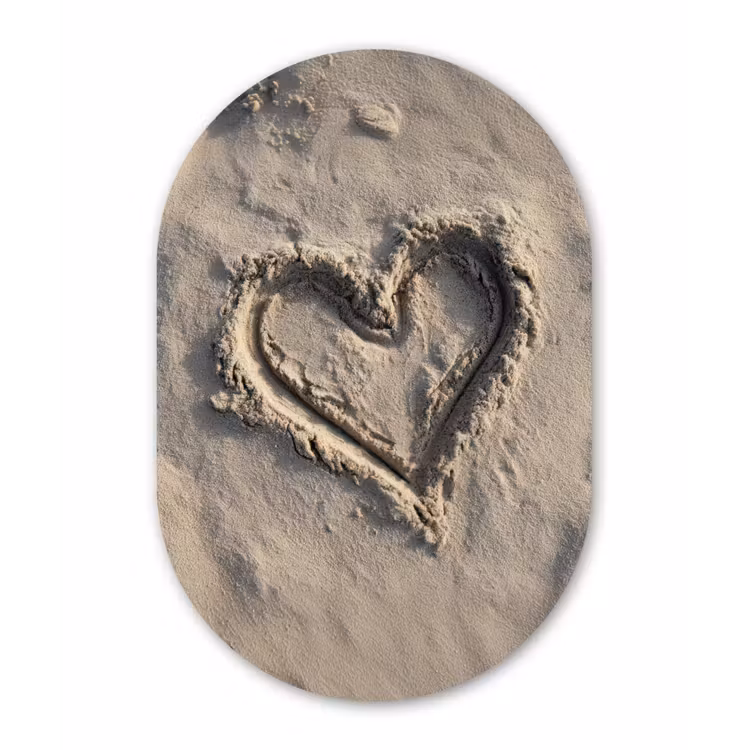 Hartvorm - Getekend - Beige - Zand Wandcirkel Ovaal Forex klein -3d