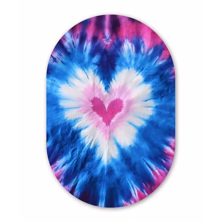 Hartvormig - Tie dye - Paars Wandcirkel Ovaal Forex klein -3d