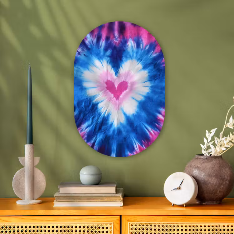 Hartvormig - Tie dye - Paars Wandcirkel Ovaal Forex klein -sfeer2