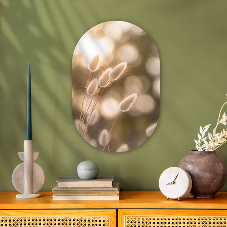 Hazestaartgras - Wit - Zonlicht Wandcirkel Ovaal Forex klein -sfeer2